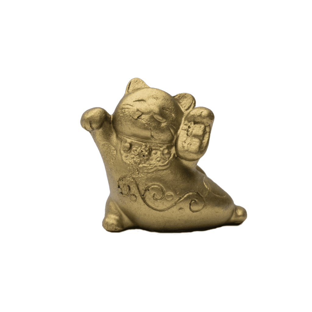 Maneki neko - bronzová mávající kočička malá - feng shui