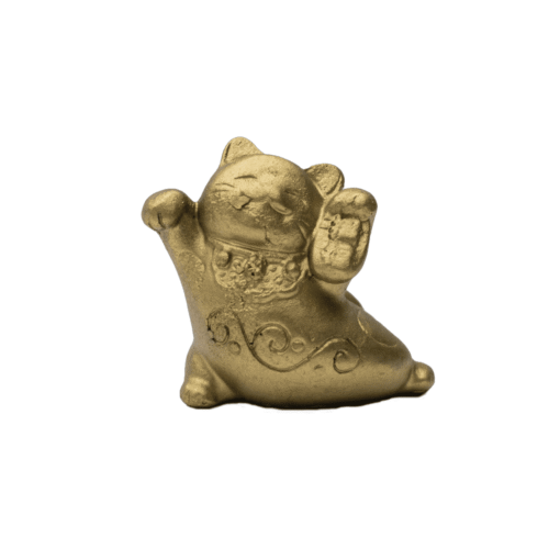 Maneki neko - bronzová mávající kočička malá - feng shui