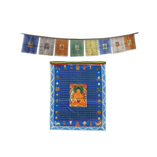 Buddha - Tibetské modlitební vlaječky (praporky) - 10 vlaječek