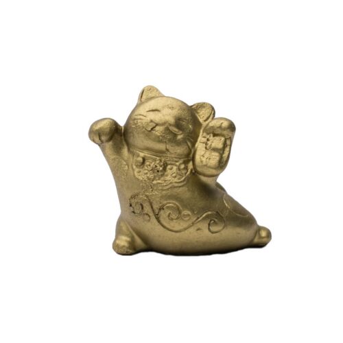 Maneki neko - bronzová mávající kočička malá - feng shui