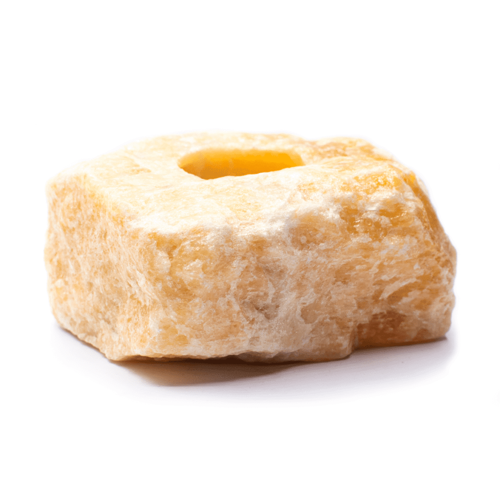 Kalcit oranžový - surový kámen - Svícen