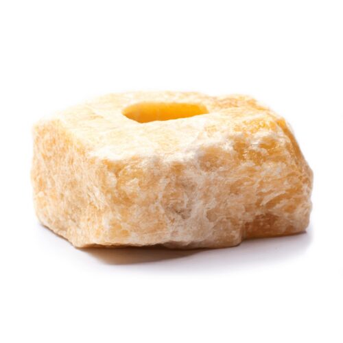 Kalcit oranžový - surový kámen - Svícen