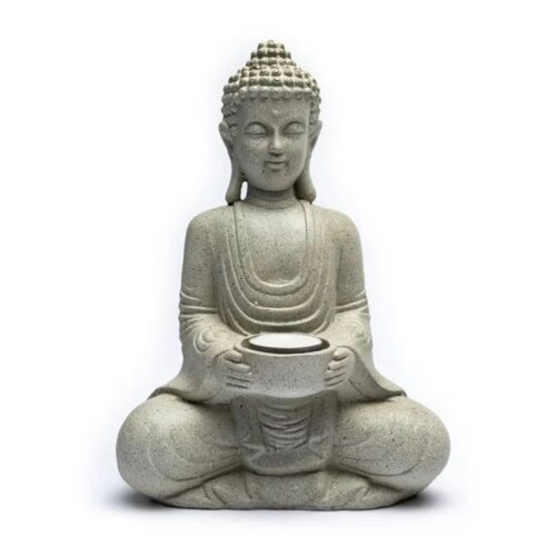 Meditující Buddha - svícen Feng Shui - šedý