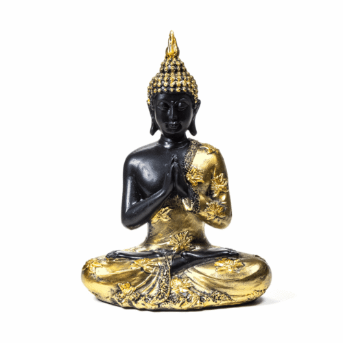 Buddha meditující - socha Feng shui - černo-zlatý - velký