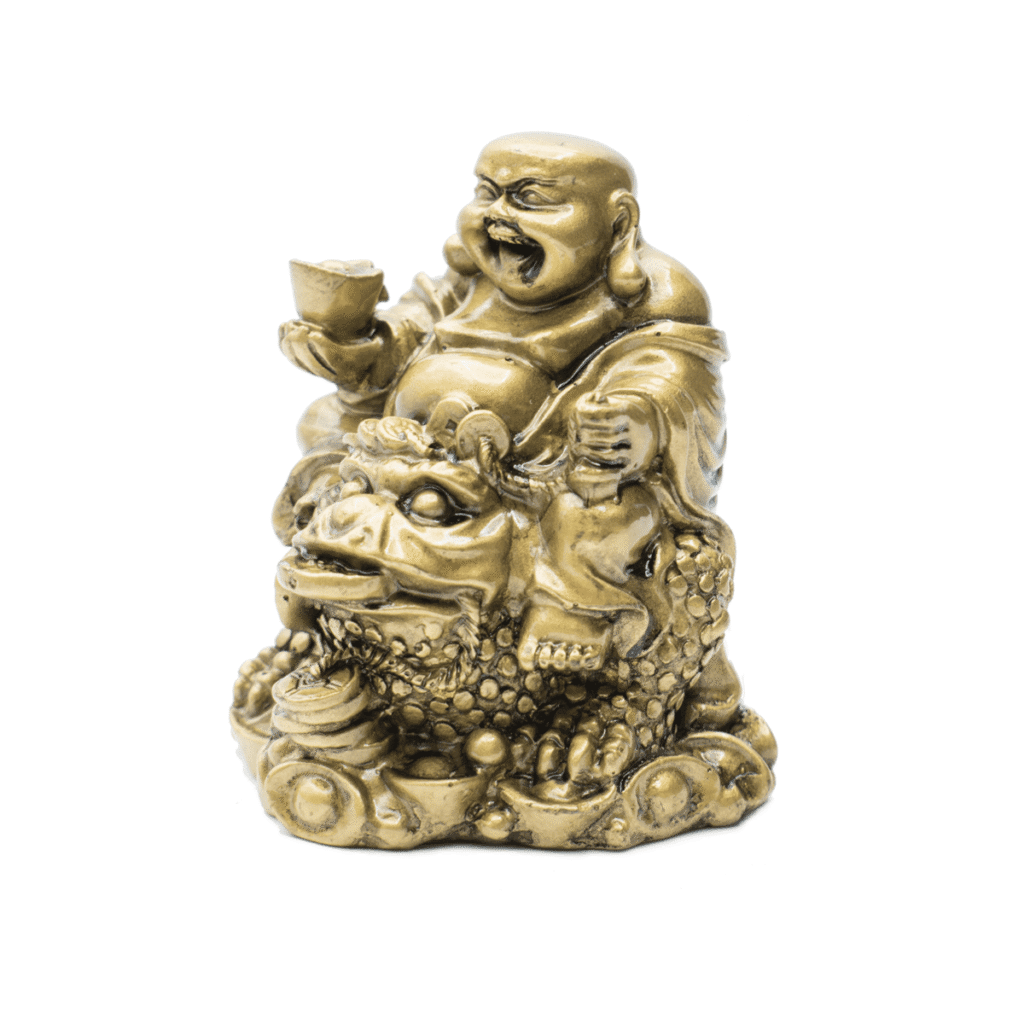 Buddha na třínohé žábě - soška Feng shui