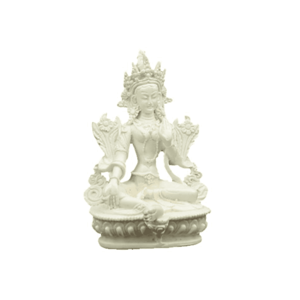 Zelená Tara - žensky Buddha - bílá soška Feng shui