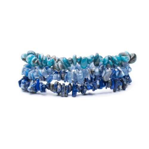 Sada tří náramků - apatit, kyanit a lapis lazuli - náramky sekánky