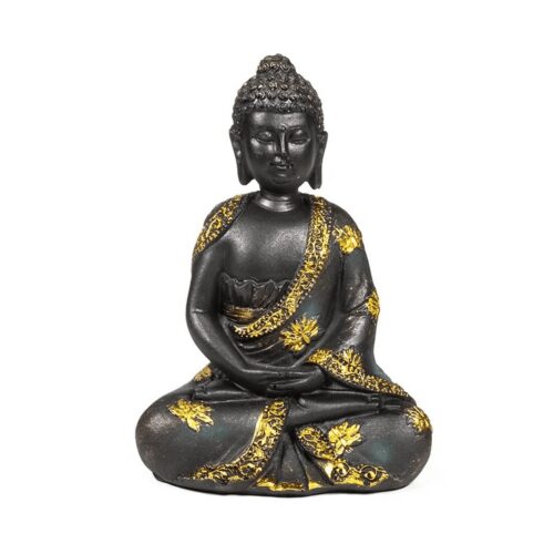 Meditující Buddha - soška Feng Shui - černo-zlatá - malá
