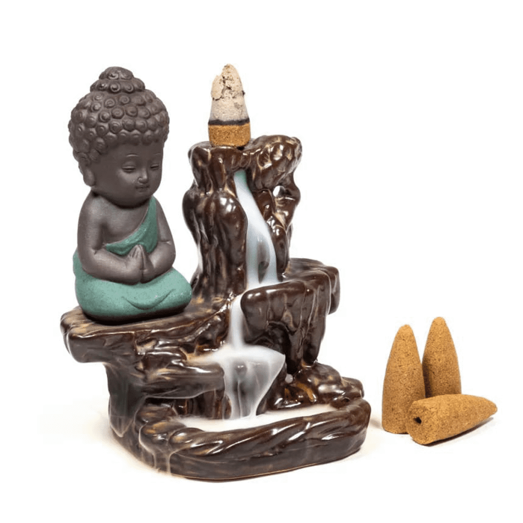 Stojánek na vonné kužely "Tekoucí dým" - Malý Buddha