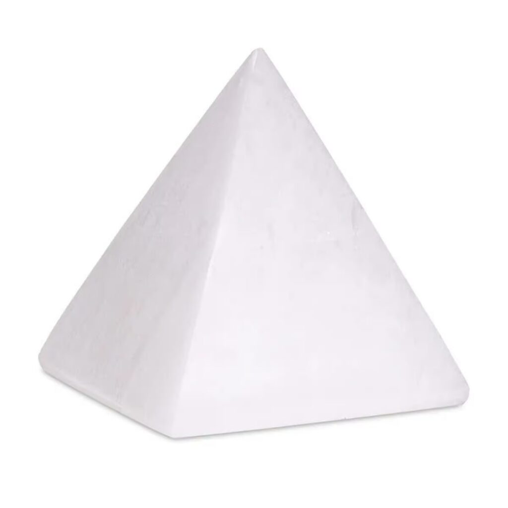 Selenit bílý - pyramida - tromlovaný kámen