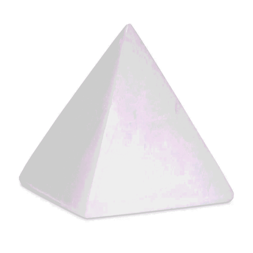 Selenit bílý - pyramida - tromlovaný kámen