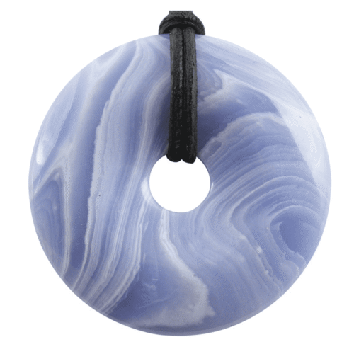 Chalcedon modrý - donut - tromlovaný kámen