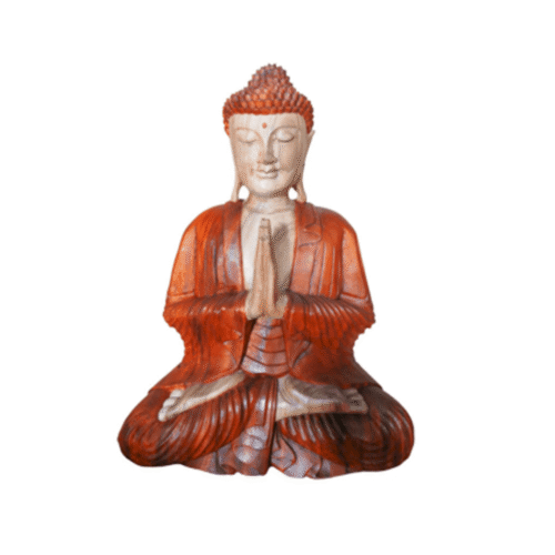 Buddha modlící se - dřevěná soška