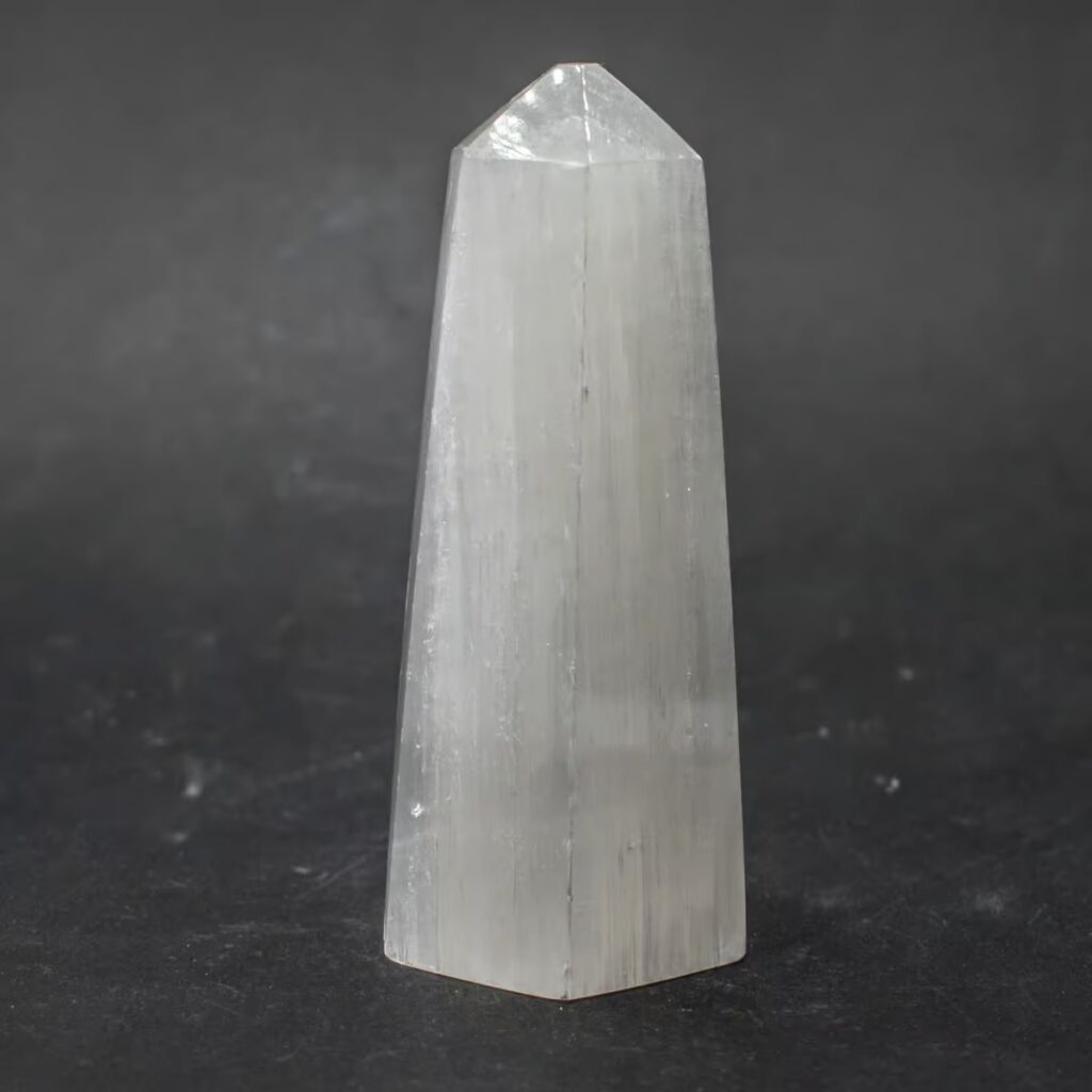 Selenit bílý - obelisk - tromlovaný kámen
