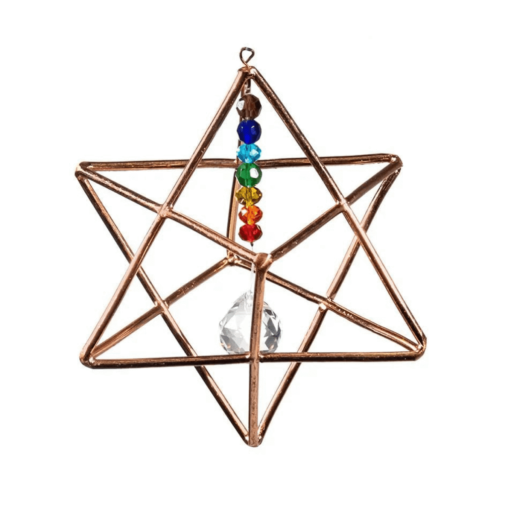 Merkaba s čakrovými krystaly - křišťálový závěs Feng shui