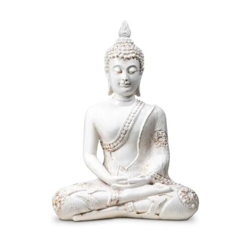 Meditující Buddha - soška Feng Shui - bílá