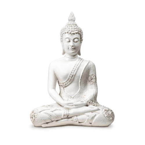 Meditující Buddha - soška Feng Shui - bílá