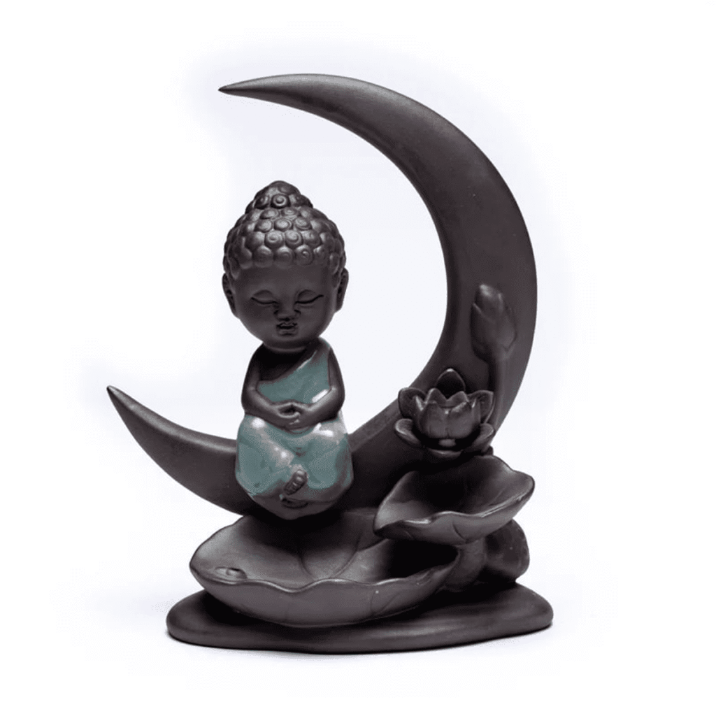 Stojánek na vonné kužely "Tekoucí dým" - Buddha s měsícem