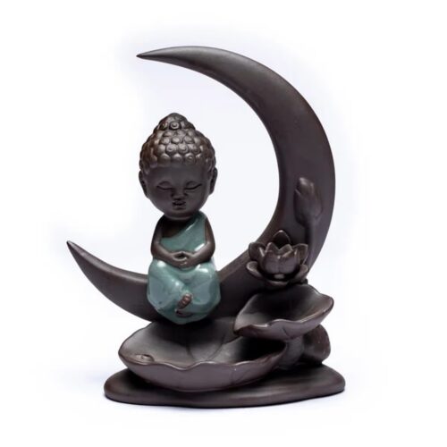 Stojánek na vonné kužely "Tekoucí dým" - Buddha s měsícem
