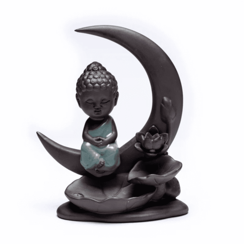 Stojánek na vonné kužely "Tekoucí dým" - Buddha s měsícem