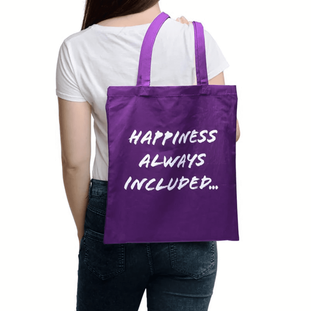 Hapiness - plátěná taška - fialová