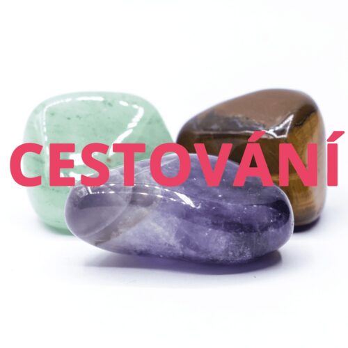 Cestování - sada 3 minerálních kamenů a 3 kartiček minerálů