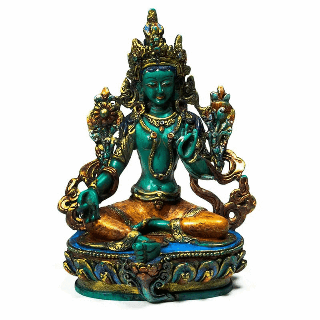 Zelená Tara - ženský Buddha - zelená soška Feng shui