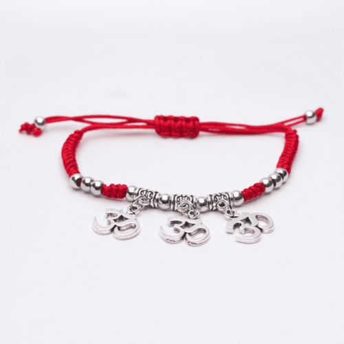 Óm - červený náramek se shamballa zapínáním