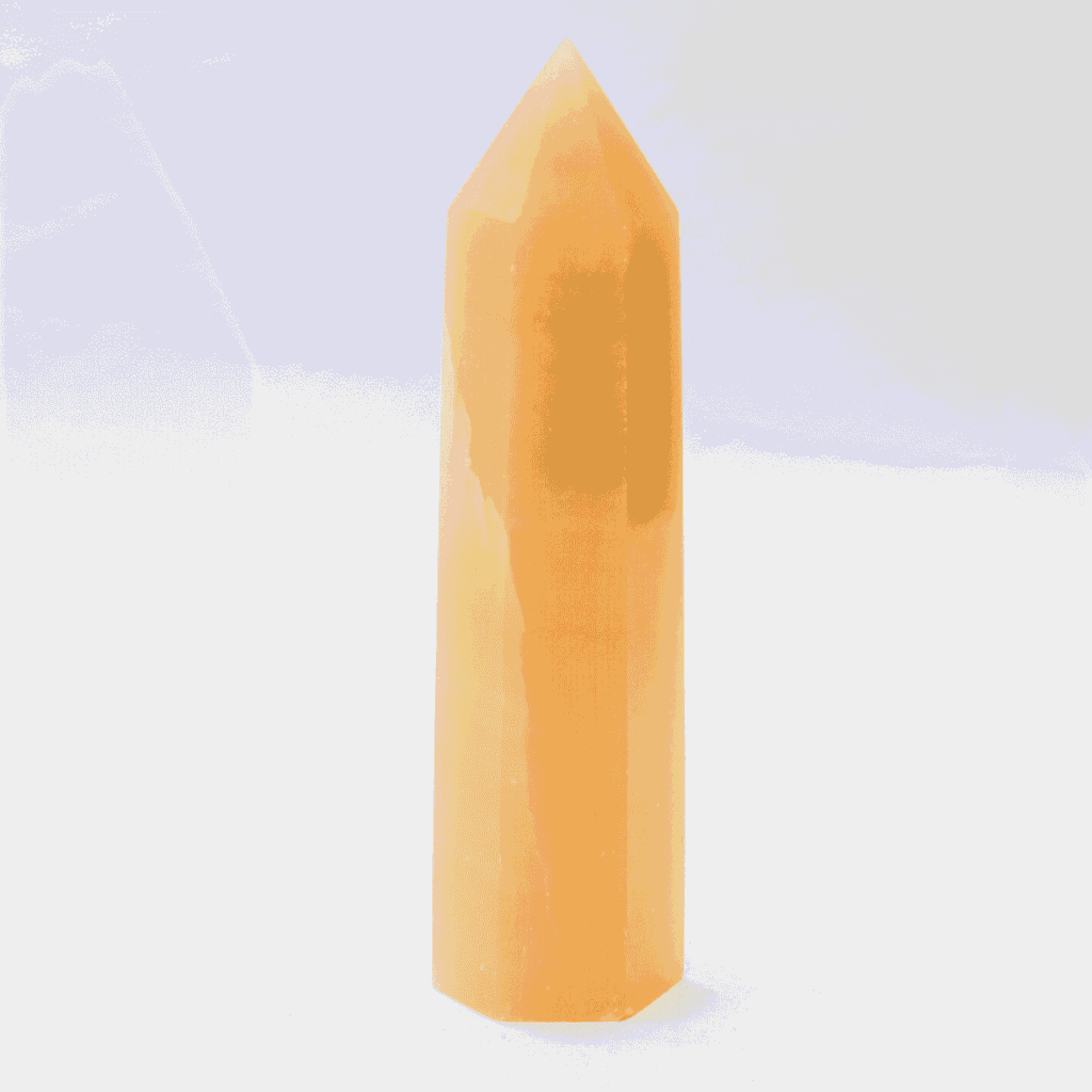 Kalcit žlutý - obelisk - tromlovaný kámen KZO6