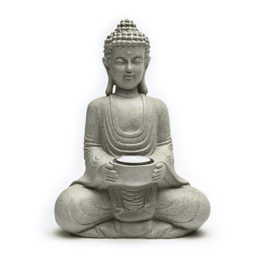 Meditující Buddha - svícen Feng Shui - šedý