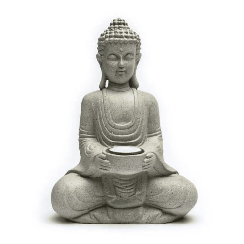 Meditující Buddha - svícen Feng Shui - šedý