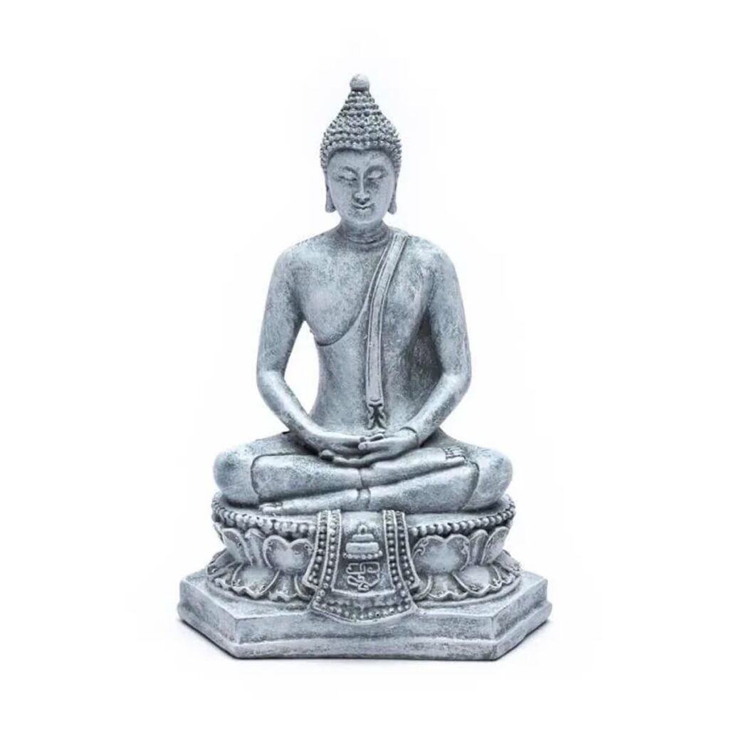 Meditující Buddha - soška Feng Shui - šedá