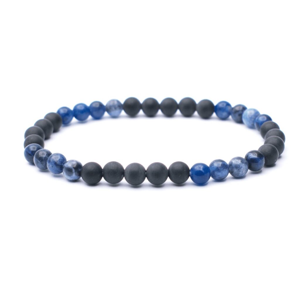 Sodalit a onyx - náramek pánský kulička
