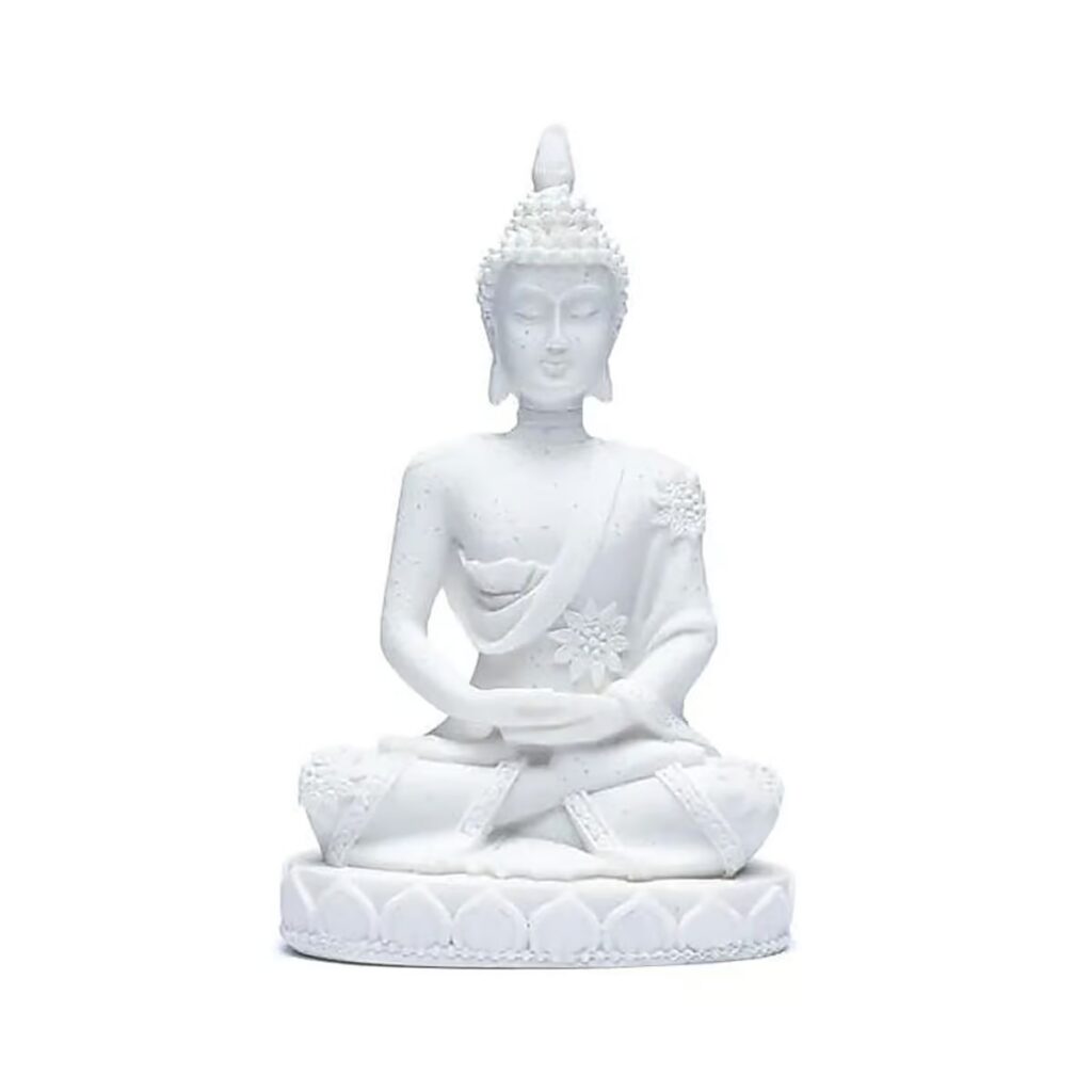 Meditující Buddha - soška Feng Shui - bílá malá