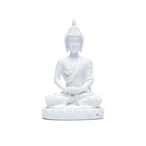 Meditující Buddha - soška Feng Shui - bílá střední