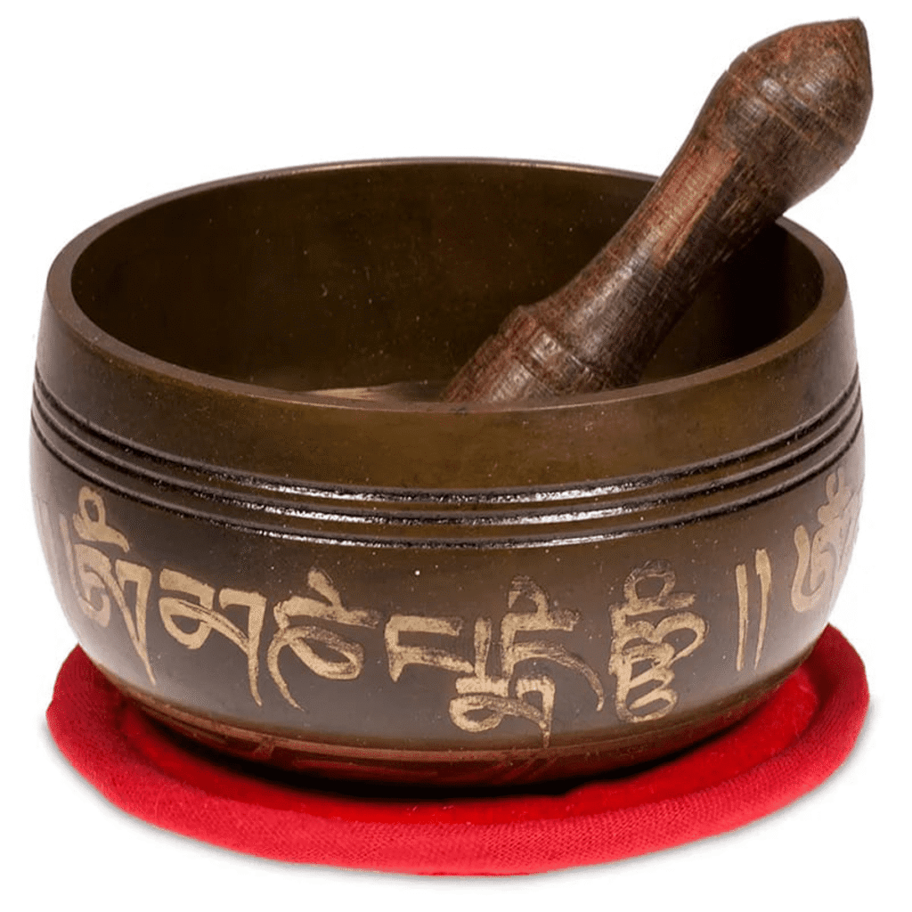 Tibetská zpívající mísa Óm - dárková sada červená