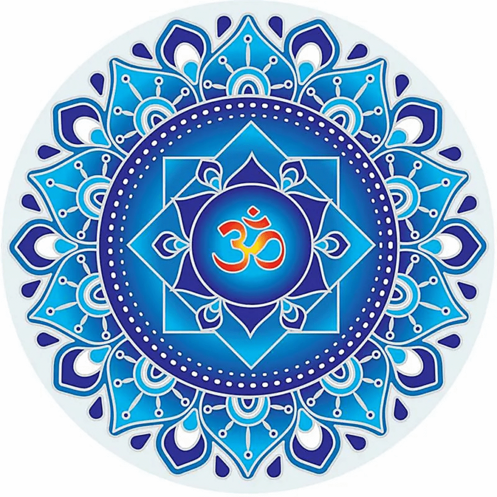 Óm - modrá mandala - samolepka na sklo