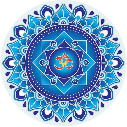 Óm - modrá mandala - samolepka na sklo