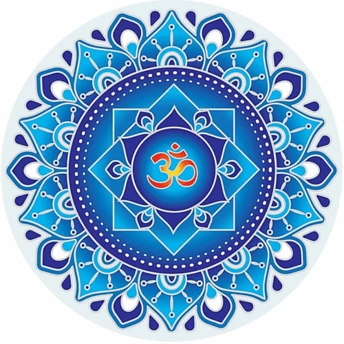 Óm - modrá mandala - samolepka na sklo