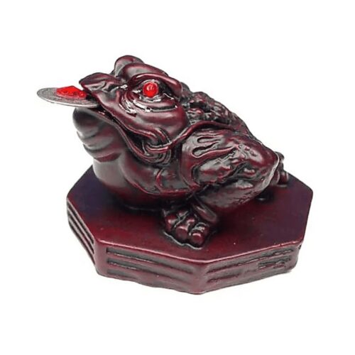 Třínohá žába - soška Feng shui - vínová