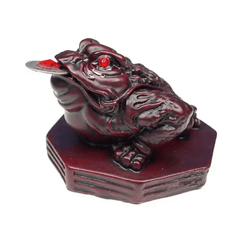 Třínohá žába - soška Feng shui - vínová