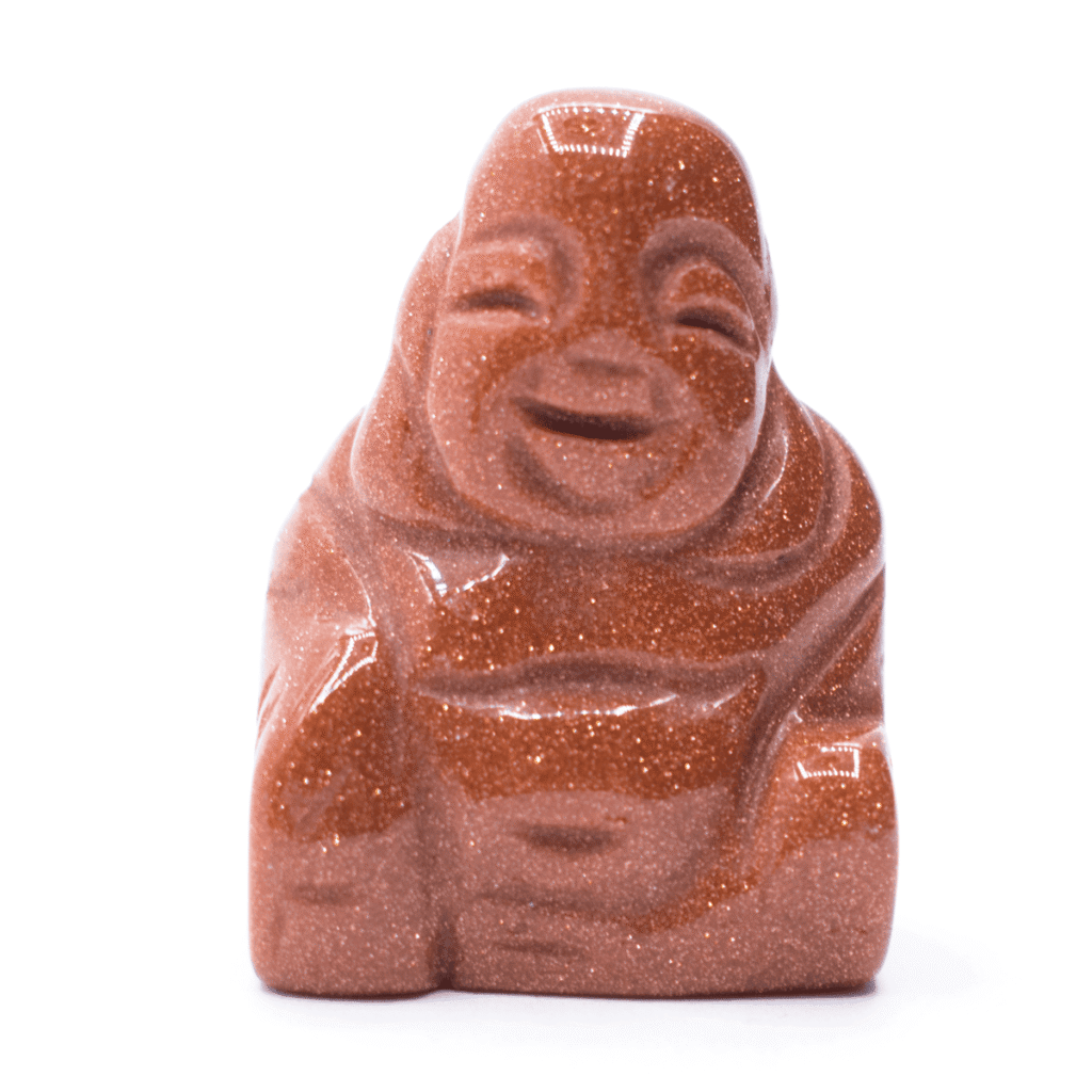 Avanturín oranžový syntetický (pouštní písek) - Buddha - tromlovaný kámen