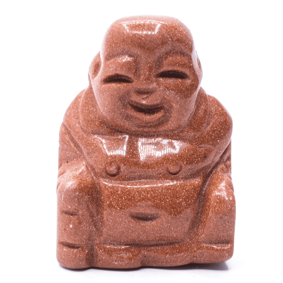 Avanturín oranžový syntetický (pouštní písek) - Buddha - tromlovaný kámen - Obrázek 2