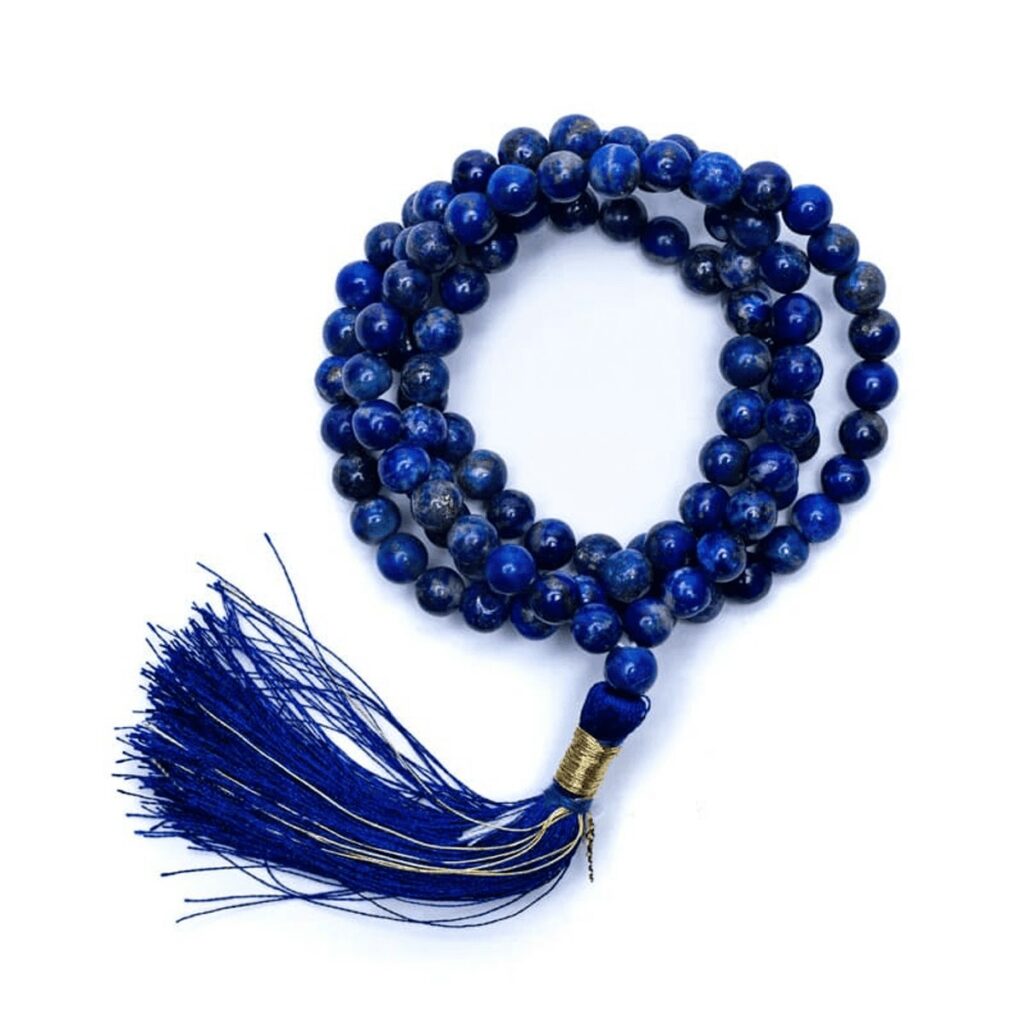 Lapis Lazuli - mála - tibetský růženec se střapcem
