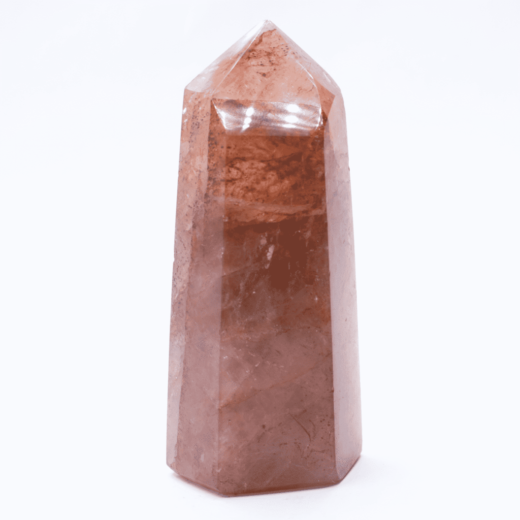 Křišťál s hematitem - obelisk - tromlovaný kámen KSH2