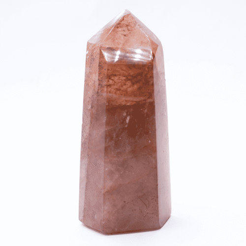 Křišťál s hematitem - obelisk - tromlovaný kámen KSH2