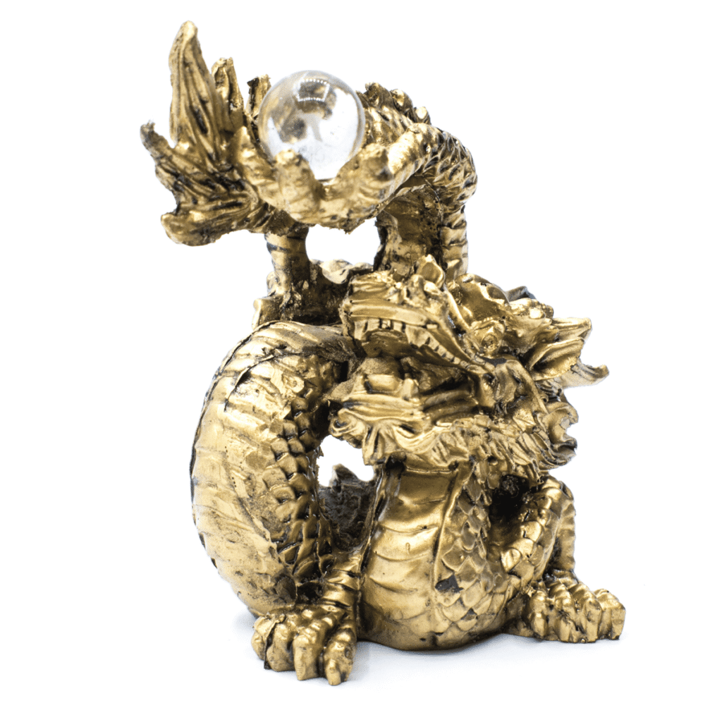 Drak s křišťálovou koulí - soška feng shui
