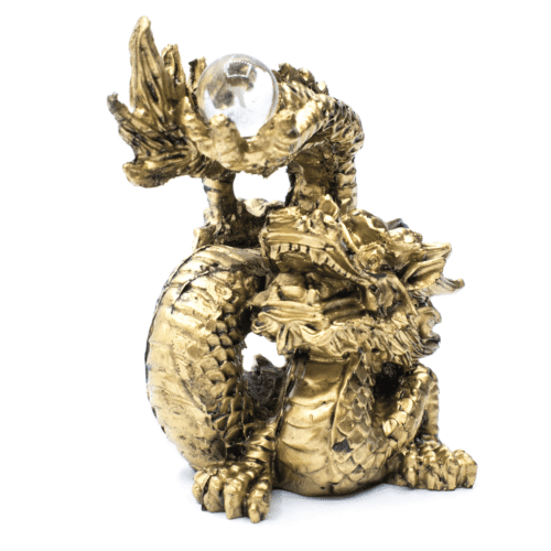 Drak s křišťálovou koulí - soška feng shui