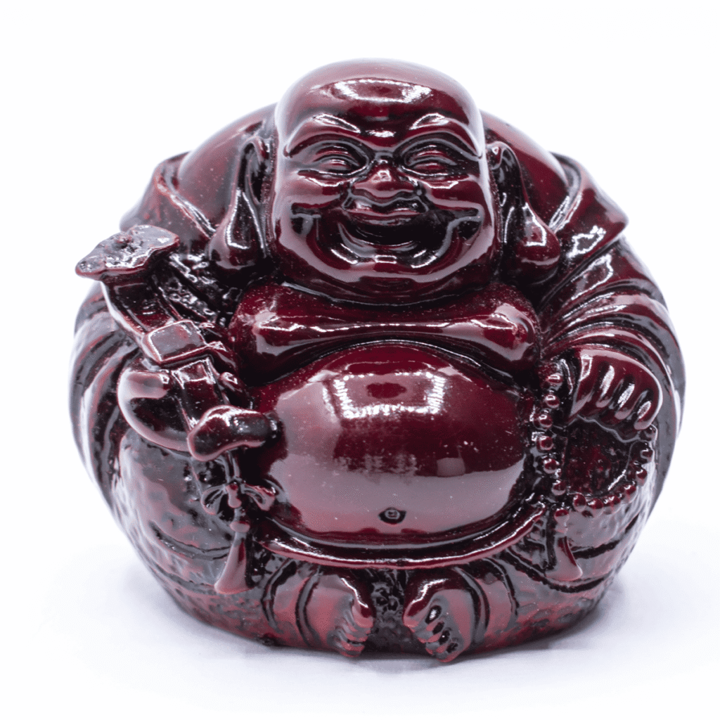 Smějící se Buddha hojnosti - soška Feng shui - vínová - velká