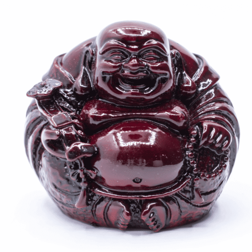 Smějící se Buddha hojnosti - soška Feng shui - vínová - velká